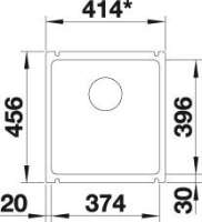 BLANCO 523730 SUBLINE 375-U Keramik alugrau ohne Ablauffernbedienung 45 cm Untermaß