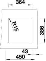 BLANCO 523730 SUBLINE 375-U Keramik alugrau ohne Ablauffernbedienung 45 cm Untermaß