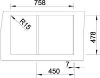 BLANCO 514495 IDESSA 45 S Keramik Alugrau ohne Ablauffernbedienung Becken links 45 cm Untermaß