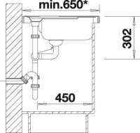 BLANCO 513093 DELTA, Keramik PuraPlus, vanilla, mit Ablauffernbedienung, mit Schale, Becken links, 700 mm Untermaß