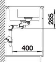 BLANCO 514845 STATURA K 550-U, Edelstahl Seidenglanz, mit Ablauffernbedienung, mit Zubehör, Becken rechts, 600 mm Untermaß