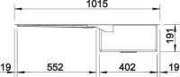 BLANCO 516153 CLARON 400/550-T-U, Edelstahl Seidenglanz, ohne Ablauffernbedienung, Hauptbecken links, 600 mm Untermaß