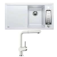 Blanco 516805 Axia II 5 S Weiß mit BLANCO 523117 LINUS-S White Edition Sonderfarbe Weiß Matt Hochdruck HD