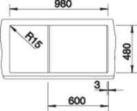 BLANCO 520577 METRA 6 S, SILGRANIT, perlgrau, mit Ablauffernbedienung, mit Zubehör, reversibel, 600 mm Untermaß