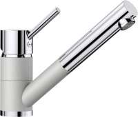 BLANCO 520734 ANTAS-S, Messing SILGRANIT-Look zweifarbig, perlgrau/chrom, Niederdruck