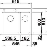 BLANCO 521692 PLEON 6 Split, SILGRANIT, perlgrau, ohne Ablauffernbedienung, Hauptbecken links, 600 mm Untermaß