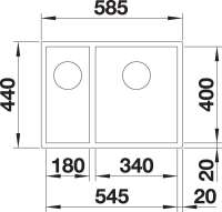 BLANCO 522255 Z-STYLE Einbauspüle 340/180-U Unterbau, Edelstahl Bürstfinish