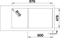 Blanco 522999 ANDANO XL 6 S-IF, Edelstahl Seidenglanz, mit Ablauffernbedienung, mit Zubehör, Becken rechts, 600 mm Untermaß
