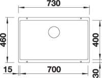Blanco 523442 SUBLINE 700-U, SILGRANIT, anthrazit, ohne Ablauffernbedienung, keine Beckenlage, 800 mm Untermaß