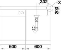 BLANCO 523655 MODEX-M 60 SILGRANIT, cafe, mit Ablauffernbedienung, mit Zubehör, Becken rechts, 60 cm Untermaß