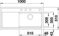 BLANCO 524055 ZENAR XL 6 S SILGRANIT Perlgrau Becken rechts, 600 mm Untermaß