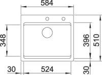 Blanco 525161 ETAGON 6, Keramik PuraPlus, basalt, mit Abl., mit Zub., keine Beckenlage,