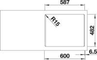 BLANCO 525323 DANA 6, Edelstahl Naturfinish, ohne Ablauffernbedienung, keine Beckenlage, 600 mm Untermaß