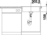 BLANCO 525323 DANA 6, Edelstahl Naturfinish, ohne Ablauffernbedienung, keine Beckenlage, 600 mm Untermaß