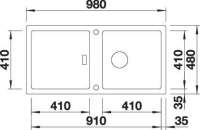 BLANCO 525348 ADON XL 6 S, SILGRANIT, felsgrau, mit Ablauffernbedienung, ohne Zubehör, reversibel, 600 mm Untermaß