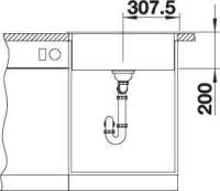 BLANCO 525941 NAYA 6, SILGRANIT, schwarz, ohne Ablauffernbedienung, keine Beckenlage, 600 mm Untermaß