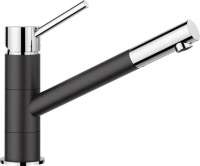 BLANCO 526175 KANO, Messing SILGRANIT-Look zweifarbig, Silgranit Schwarz/Chrom, Hochdruck