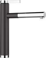 BLANCO 526612 LINEE-S, Messing SILGRANIT-Look zweifarbig, silgranitschwarz/chrom, Hochdruck