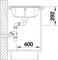 BLANCO 514495 IDESSA 45 S Keramik Alugrau ohne Ablauffernbedienung Becken links 45 cm Untermaß