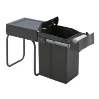 WESCO 8011621 Einbauabfallsammler 30DT mit Ablageschale, Auszugstechnik für Drehtüren, oriongrau, 21 l,