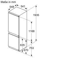 BOSCH KIN96NSE0 Serie 2 Einbau-Kühl-Gefrier-Kombination mit Gefrierbereich unten 193.5 x 54.1 cm Schleppscharnier