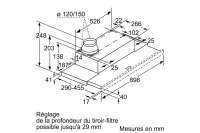 BOSCH DFM094W52 2 90 cm eingebaute teleskophaube - grau metallisiert