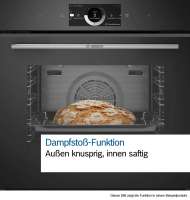 BOSCH HRG7764B1 Serie 8, Einbau-Backofen mit Dampfunterstützung, 60 x 60 cm, Schwarz
