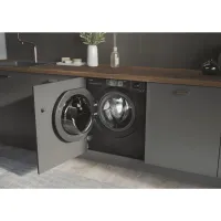 Preview: Haier HWQ90B416FWBB-S Einbau-Waschvollautomat schwarz, 9 kg, 1600 U/min, 76 dBA