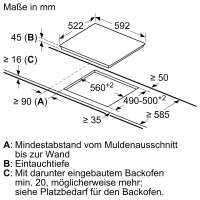BOSCH  NKE611GA2E Serie 4 Elektro-Kochfeld 60 cm herdgesteuert, Schwarz, Rahmenlos aufliegend
