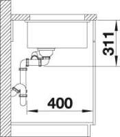 BLANCO 523743 SUBLINE 350_150-U Keramik Weiß matt ohne Abl. Hauptbecken links