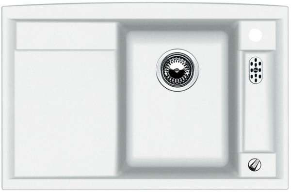 Blanco 512337 Axia 45 S SILGRANIT weiß, mit Ablauffernbedienung, mit Zubehör, Becken rechts, 450 mm Untermaß