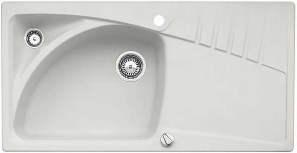 Blanco 515209 LUNA, SILGRANIT Clean, seidengrau, mit Ablauffernbedienung, mit Zubehör, Becken links, 600 mm Untermaß