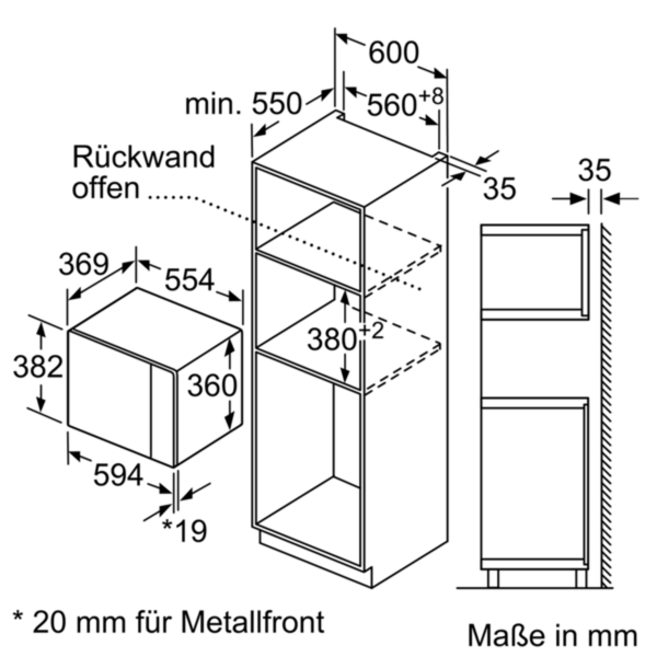 Bosch BEL554MS0 Einbau-Mikrowellengerät 38er Nische Edelstahl