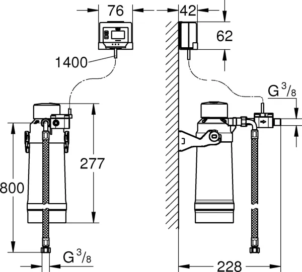 Grohe 40438001 Red Filter mit Filterkopf und Durchflussmessgerät