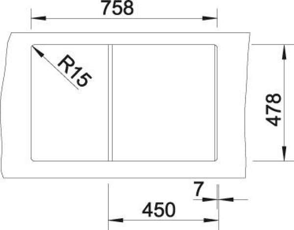 BLANCO 514495 IDESSA 45 S Keramik Alugrau ohne Ablauffernbedienung Becken links 45 cm Untermaß