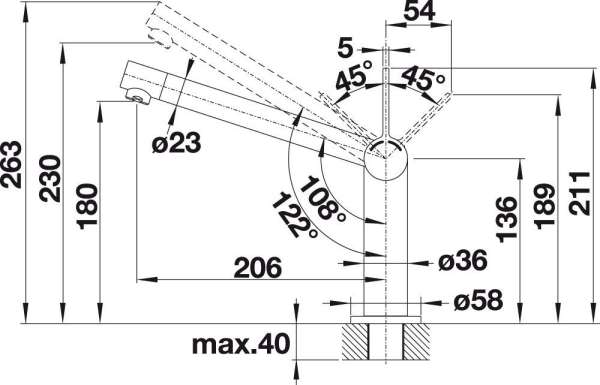 Blanco 519062 Seda Küchenarmatur  Einhebelmischer mit vertikal schwenkbarem Auslauf Oberfläche Chrom