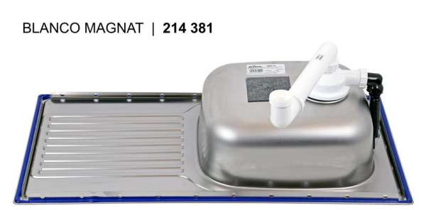BLANCO 511916 MAGNAT, Edelstahl Naturfinish, ohne Ablauffernbedienung, reversibel, 600 mm Untermaß