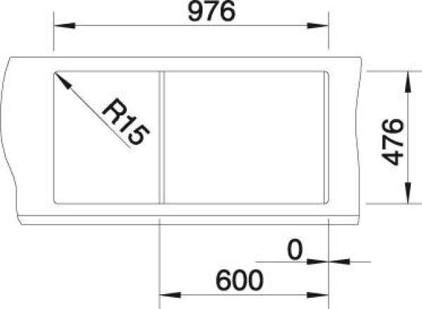 BLANCO 512212 NOVA 6 S, SILGRANIT, steingrau, ohne Ablauffernbedienung, reversibel, 600 mm Untermaß