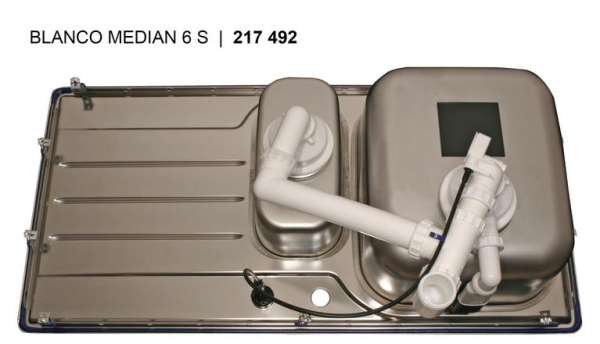 BLANCO 512731 MEDIAN 6 S, Edelstahl Bürstfinish, mit Ablauffernbedienung, Becken rechts, 60 cm Untermaß