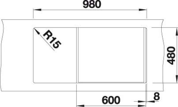 BLANCO 512731 MEDIAN 6 S, Edelstahl Bürstfinish, mit Ablauffernbedienung, Becken rechts, 60 cm Untermaß
