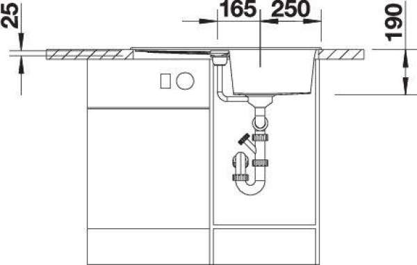 BLANCO 513035 METRA 45 S, SILGRANIT, anthrazit, mit Ablauffernbedienung, reversibel, 450 mm Untermaß