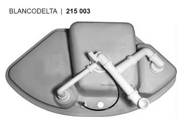BLANCO 513093 DELTA, Keramik PuraPlus, vanilla, mit Ablauffernbedienung, mit Schale, Becken links, 700 mm Untermaß