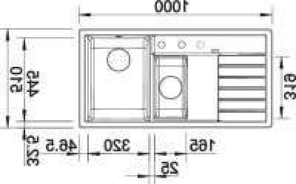 Blanco 514261 TRISONA 6 S, SILGRANIT bis 10-2008, steingrau, mit Ablauffernbedienung, mit Zubehör, Becken links, 600 mm Untermaß
