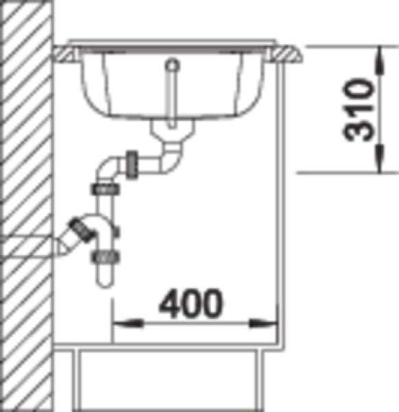 BLANCO 514489 IDESSA 45 S, Keramik, vanilla, ohne Ablauffernbedienung, Becken links, 450 mm Untermaß