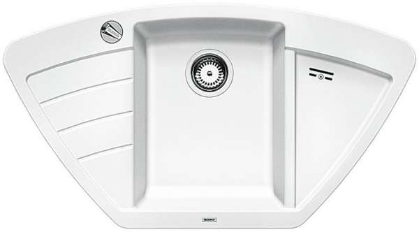 BLANCO 514750 ZIA 9 E, SILGRANIT, weiß, mit Ablauffernbedienung, Becken mittig, 600 mm Untermaß