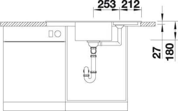 BLANCO 514756 ZIA 9 E, SILGRANIT, anthrazit, mit Ablauffernbedienung, Becken mittig, 600 mm Untermaß