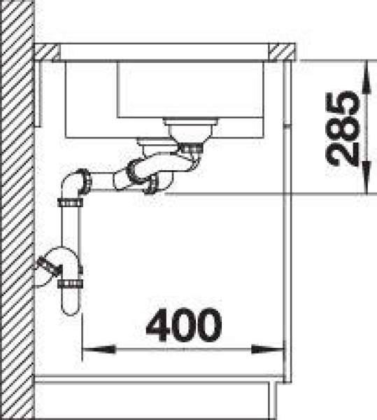 BLANCO 514845 STATURA K 550-U, Edelstahl Seidenglanz, mit Ablauffernbedienung, mit Zubehör, Becken rechts, 600 mm Untermaß