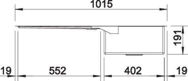 BLANCO 516153 CLARON 400/550-T-U, Edelstahl Seidenglanz, ohne Ablauffernbedienung, Hauptbecken links, 600 mm Untermaß