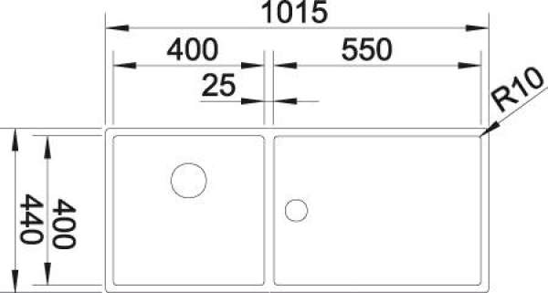 Blanco 516152 Claron 400/550-U 516152 Unterbau Spülbecken Seidenglanz