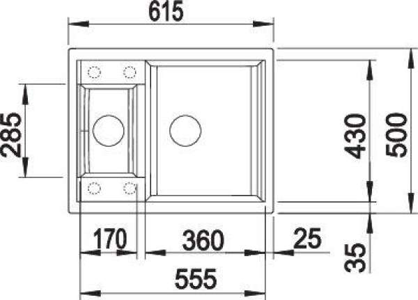 BLANCO 516159 METRA 6, SILGRANIT, champagner, mit Ablauffernbedienung, reversibel, 600 mm Untermaß